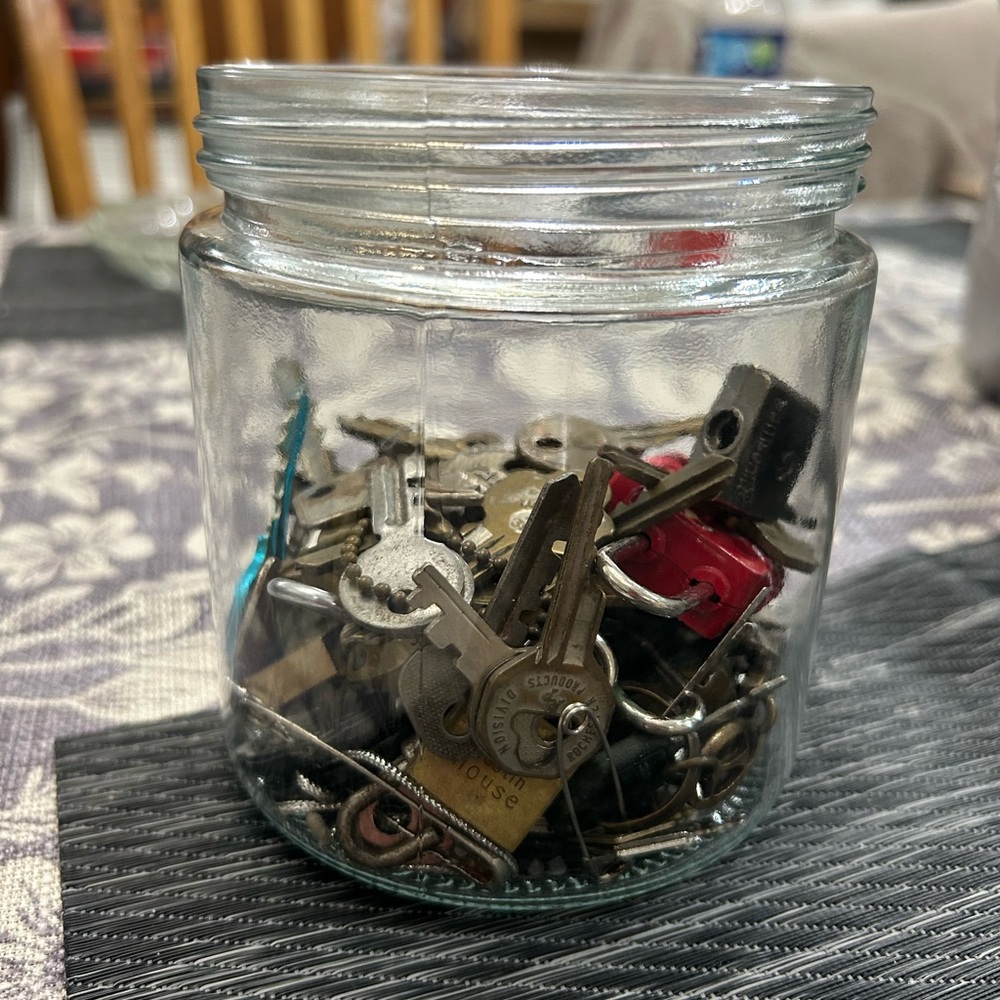 vintage locks and keys mystery jar